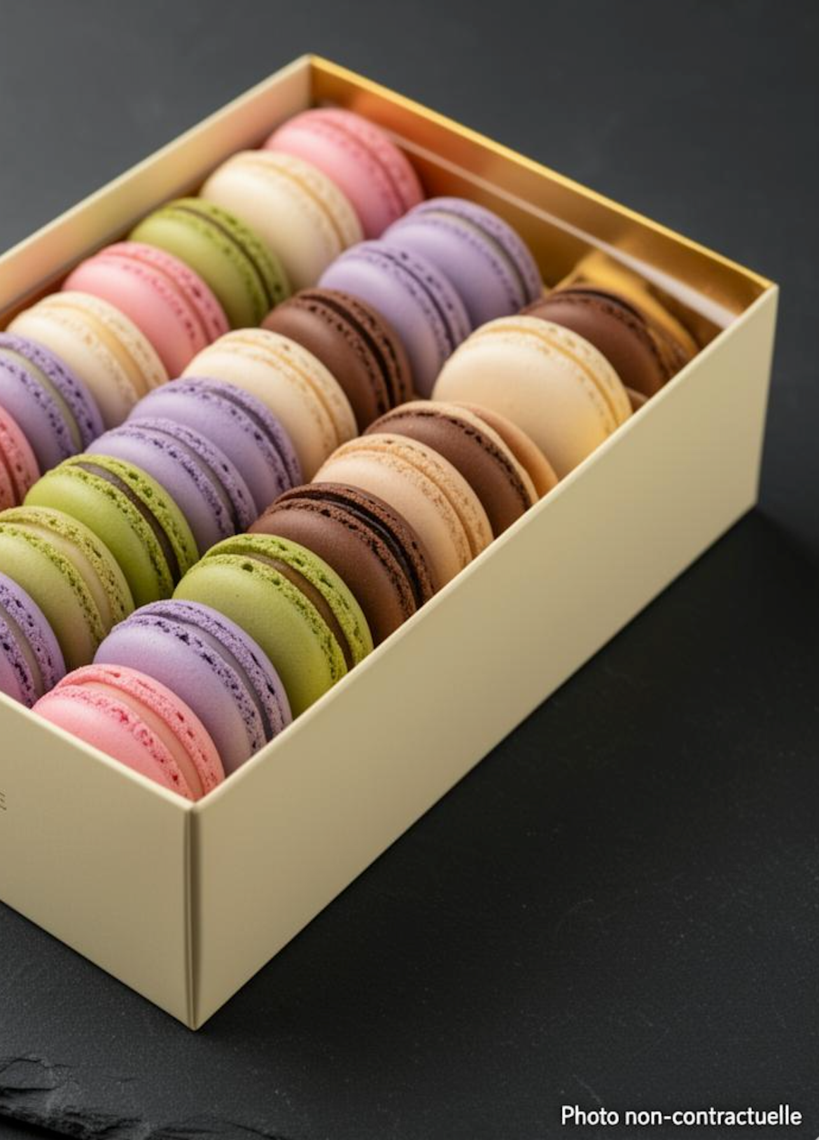 Boîtes de 36 macarons assortis